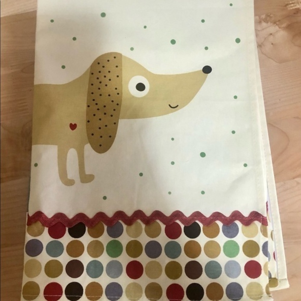 NEW Wiener Dog and Polka Dot 100% Cotton Large Tea Towel Finely Crafted